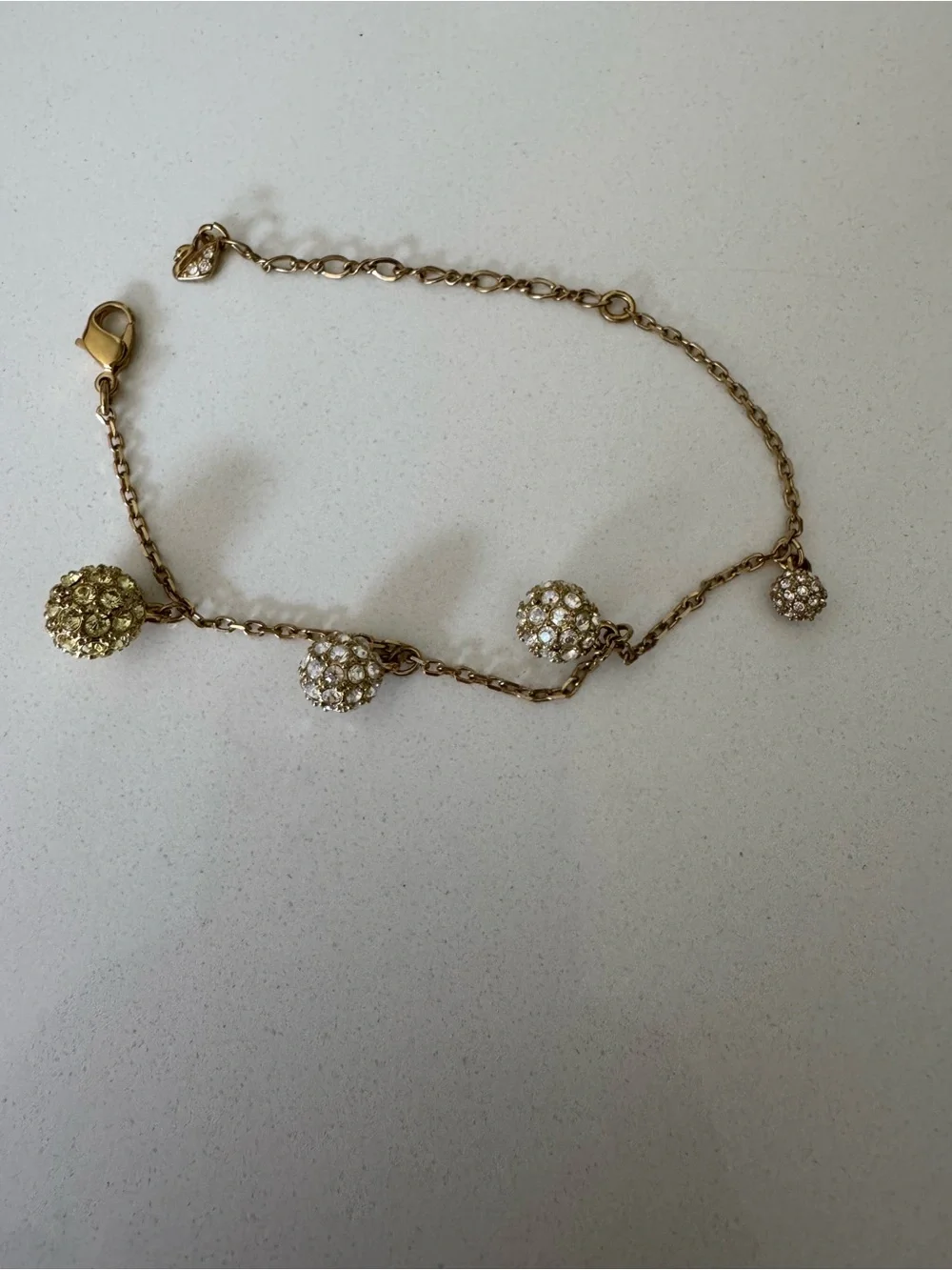 Swarovski Gold Plated Bracelet with Crystal Pavé Sphere Charms